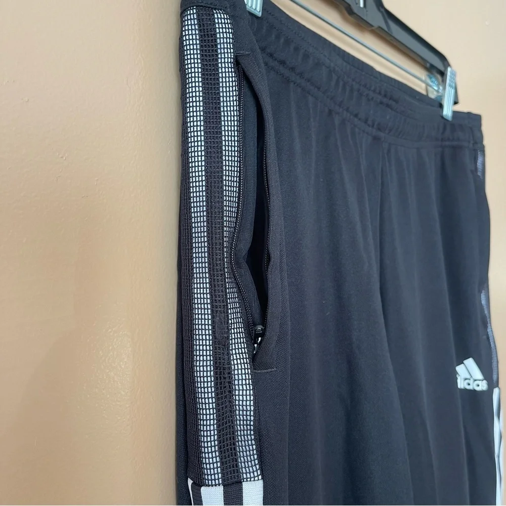 Adidas Women’s Black Joggers with White Accents/Mesh Size Medium